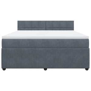 Κρεβάτι Boxspring με Στρώμα Σκούρο Γκρι 180x200 εκ. Βελούδινο