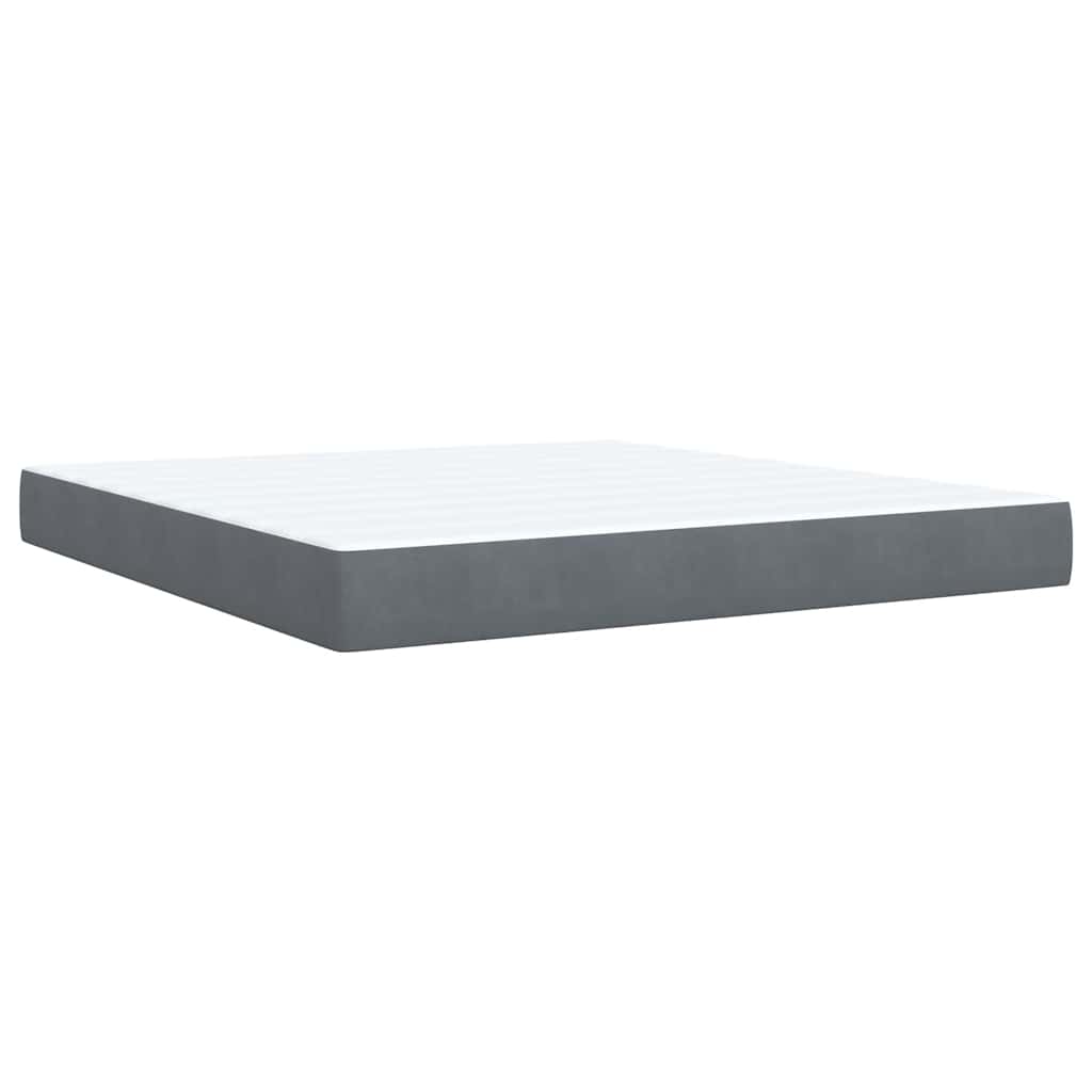 Κρεβάτι Boxspring με Στρώμα Σκούρο Γκρι 180x200 εκ. Βελούδινο