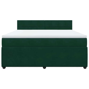 Κρεβάτι Boxspring με Στρώμα Σκούρο Πράσινο 180x200εκ. Βελούδινο