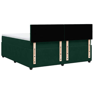 Κρεβάτι Boxspring με Στρώμα Σκούρο Πράσινο 180x200εκ. Βελούδινο