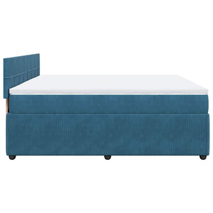 Κρεβάτι Boxspring με Στρώμα Μπλε 180x200 εκ. Βελούδινο