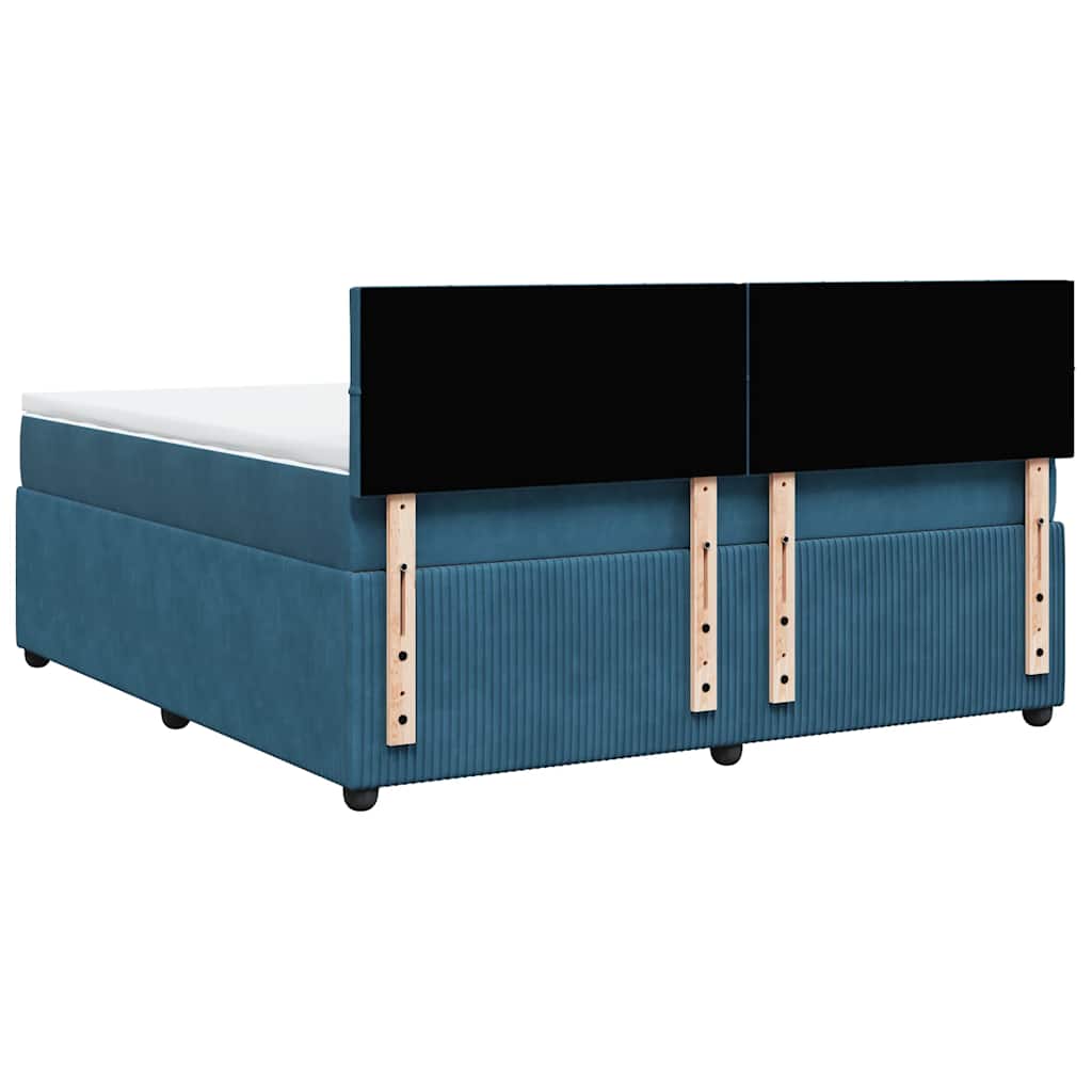 Κρεβάτι Boxspring με Στρώμα Μπλε 180x200 εκ. Βελούδινο