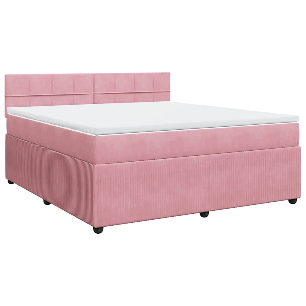 Κρεβάτι Boxspring με Στρώμα Ροζ 180x200 εκ. Βελούδινο - Pakobazaar