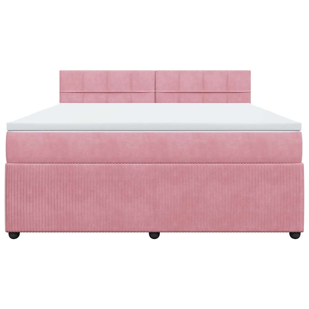 Κρεβάτι Boxspring με Στρώμα Ροζ 180x200 εκ. Βελούδινο - Pakobazaar