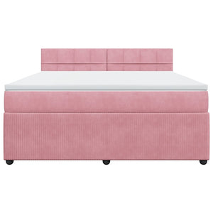 Κρεβάτι Boxspring με Στρώμα Ροζ 180x200 εκ. Βελούδινο - Pakobazaar