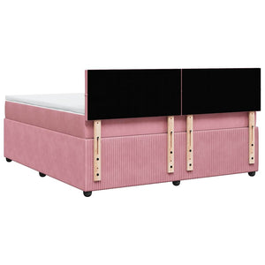 Κρεβάτι Boxspring με Στρώμα Ροζ 180x200 εκ. Βελούδινο - Pakobazaar
