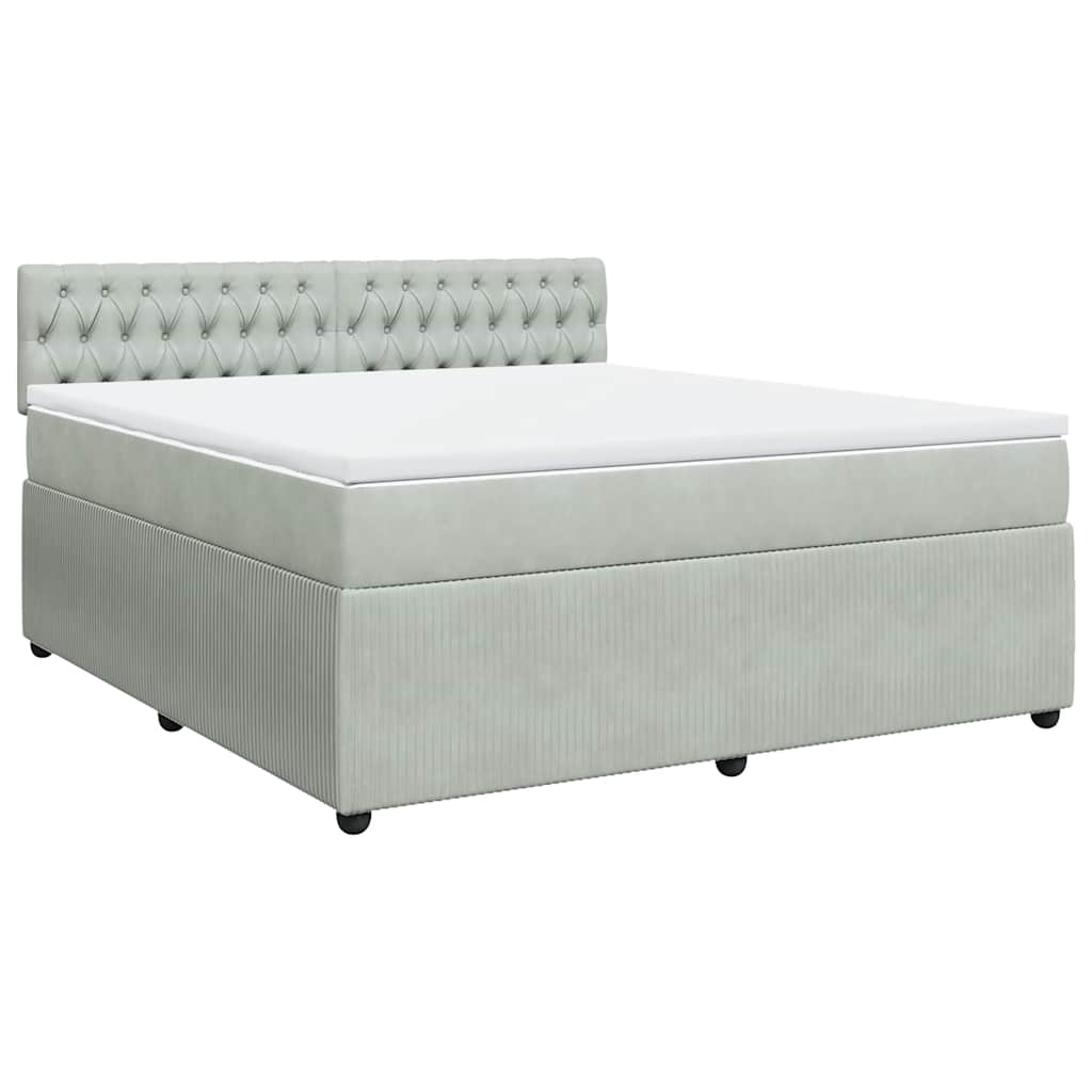 Κρεβάτι Boxspring με Στρώμα Ανοιχτό Γκρι 180x200 εκ. Βελούδινο - Pakobazaar