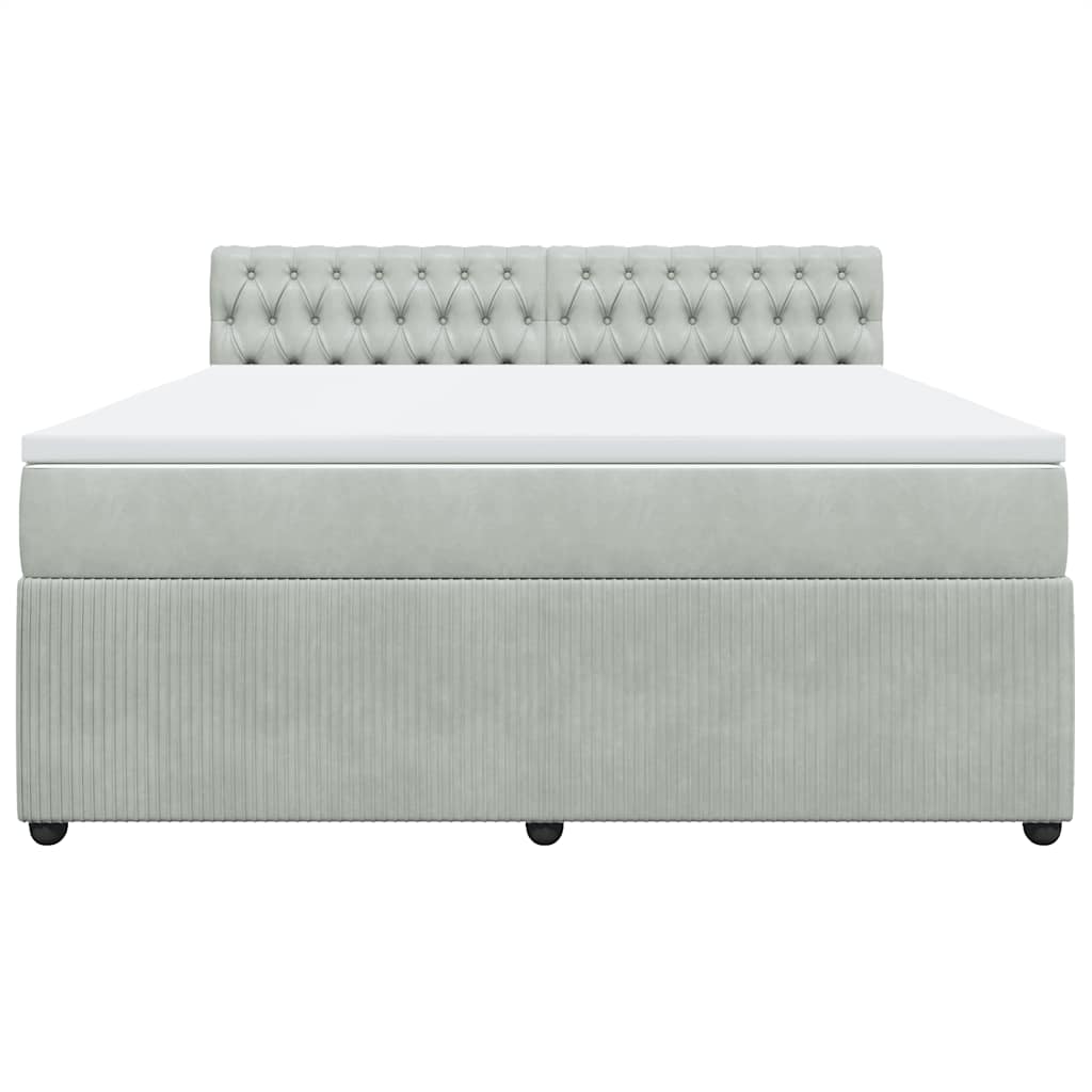 Κρεβάτι Boxspring με Στρώμα Ανοιχτό Γκρι 180x200 εκ. Βελούδινο - Pakobazaar