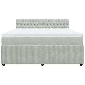 Κρεβάτι Boxspring με Στρώμα Ανοιχτό Γκρι 180x200 εκ. Βελούδινο - Pakobazaar