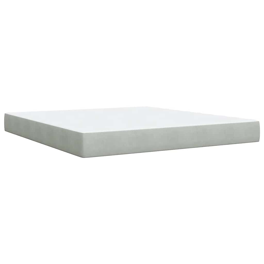 Κρεβάτι Boxspring με Στρώμα Ανοιχτό Γκρι 180x200 εκ. Βελούδινο - Pakobazaar