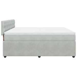 Κρεβάτι Boxspring με Στρώμα Ανοιχτό Γκρι 180x200 εκ. Βελούδινο - Pakobazaar