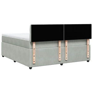 Κρεβάτι Boxspring με Στρώμα Ανοιχτό Γκρι 180x200 εκ. Βελούδινο - Pakobazaar