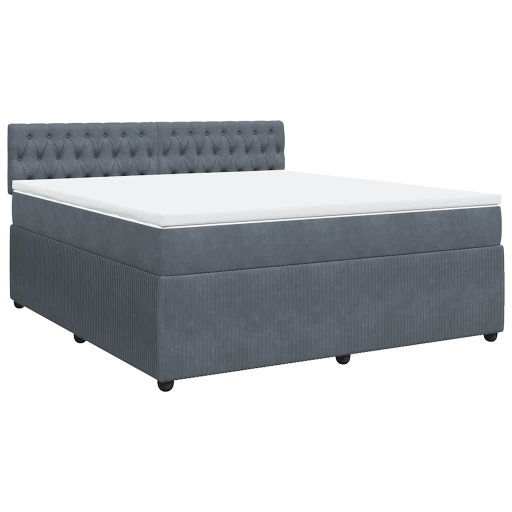 Κρεβάτι Boxspring με Στρώμα Σκούρο Γκρι 180x200 εκ. Βελούδινο