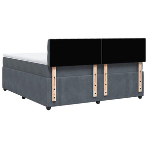 Κρεβάτι Boxspring με Στρώμα Σκούρο Γκρι 180x200 εκ. Βελούδινο