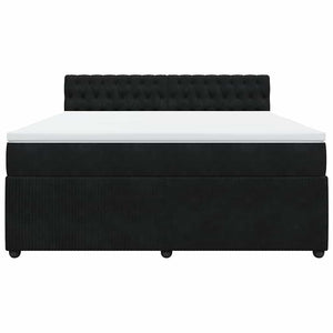 Κρεβάτι Boxspring με Στρώμα Μαύρο 180x200 εκ. Βελούδινο - Pakobazaar