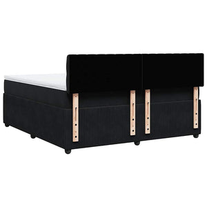 Κρεβάτι Boxspring με Στρώμα Μαύρο 180x200 εκ. Βελούδινο - Pakobazaar