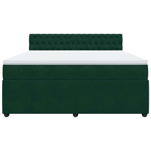 Κρεβάτι Boxspring με Στρώμα Σκούρο Πράσινο 180x200εκ. Βελούδινο