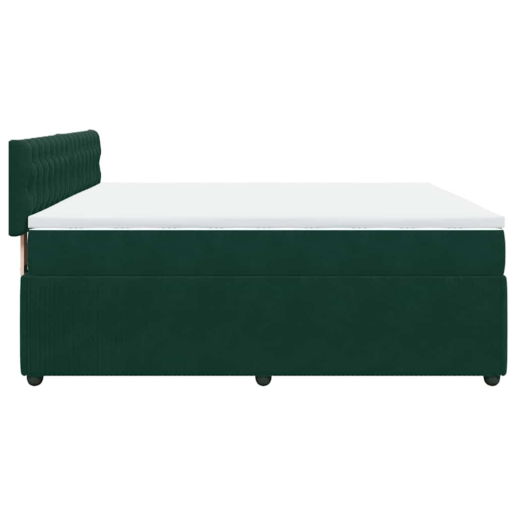 Κρεβάτι Boxspring με Στρώμα Σκούρο Πράσινο 180x200εκ. Βελούδινο