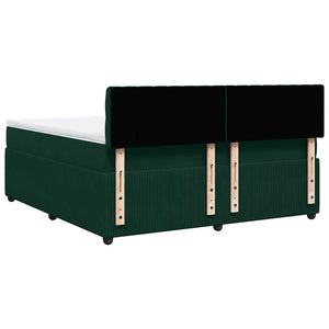 Κρεβάτι Boxspring με Στρώμα Σκούρο Πράσινο 180x200εκ. Βελούδινο
