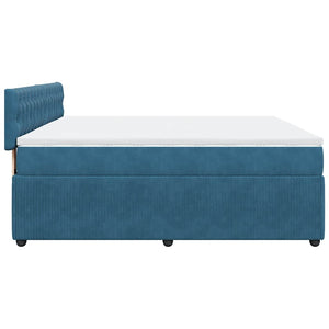 Κρεβάτι Boxspring με Στρώμα Μπλε 180x200 εκ. Βελούδινο