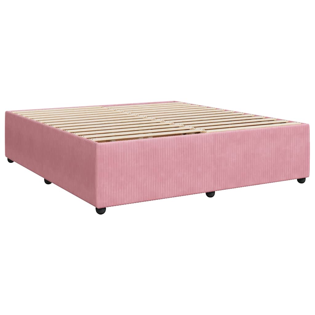 Κρεβάτι Boxspring με Στρώμα Ροζ 180x200 εκ. Βελούδινο