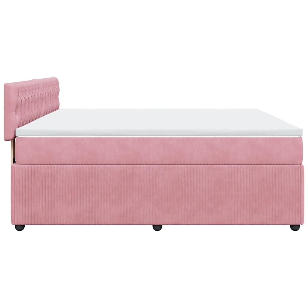 Κρεβάτι Boxspring με Στρώμα Ροζ 180x200 εκ. Βελούδινο