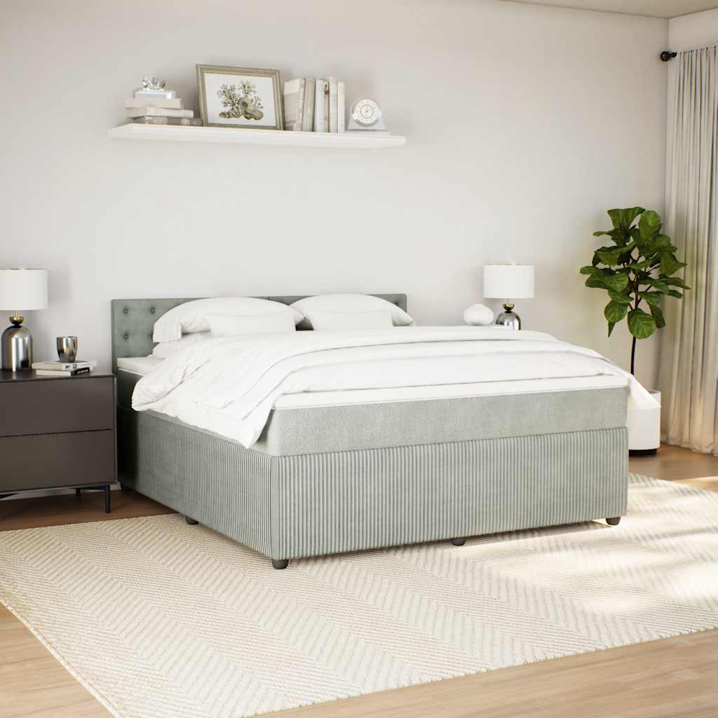 Κρεβάτι Boxspring με Στρώμα Ανοιχτό Γκρι 180x200 εκ. Βελούδινο - Pakobazaar