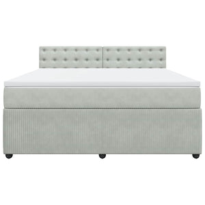 Κρεβάτι Boxspring με Στρώμα Ανοιχτό Γκρι 180x200 εκ. Βελούδινο - Pakobazaar