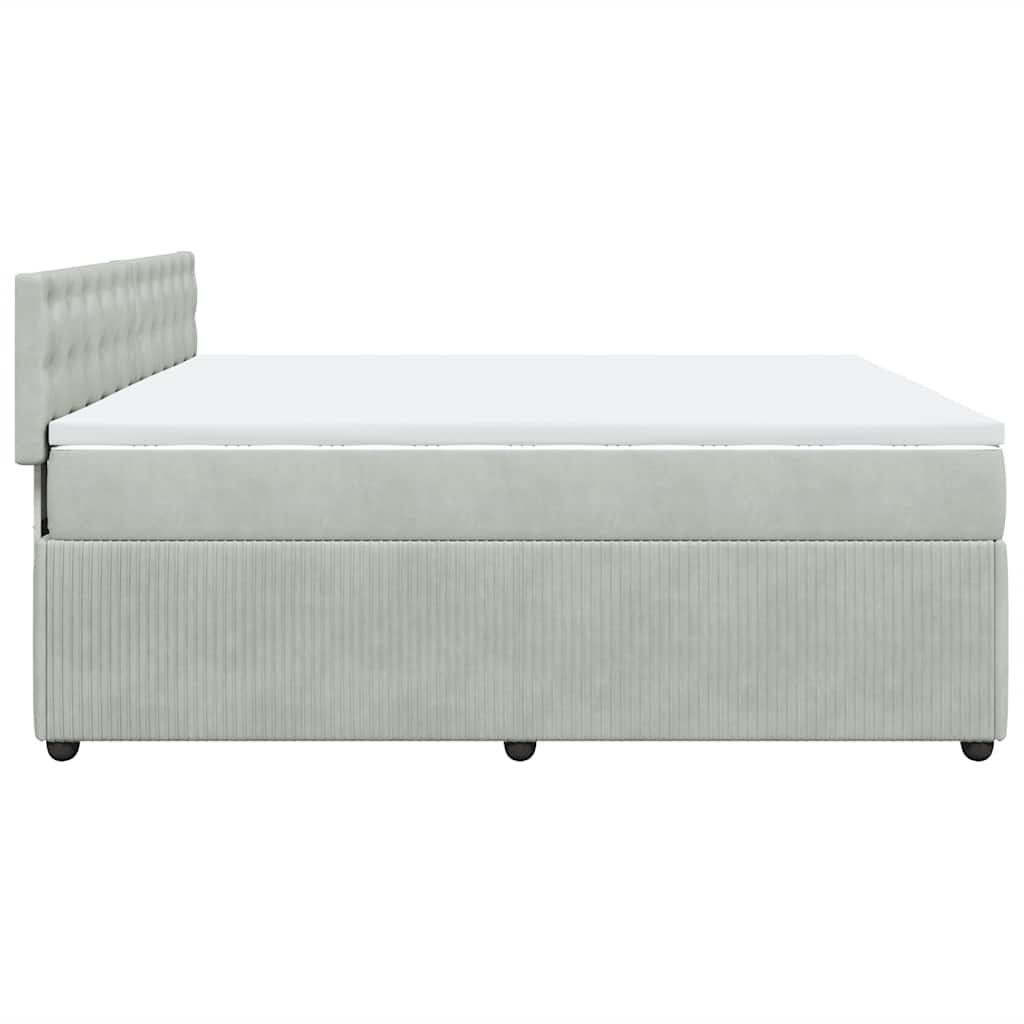 Κρεβάτι Boxspring με Στρώμα Ανοιχτό Γκρι 180x200 εκ. Βελούδινο - Pakobazaar