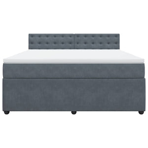 Κρεβάτι Boxspring με Στρώμα Σκούρο Γκρι 180x200 εκ. Βελούδινο