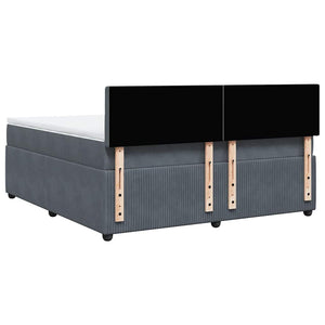 Κρεβάτι Boxspring με Στρώμα Σκούρο Γκρι 180x200 εκ. Βελούδινο