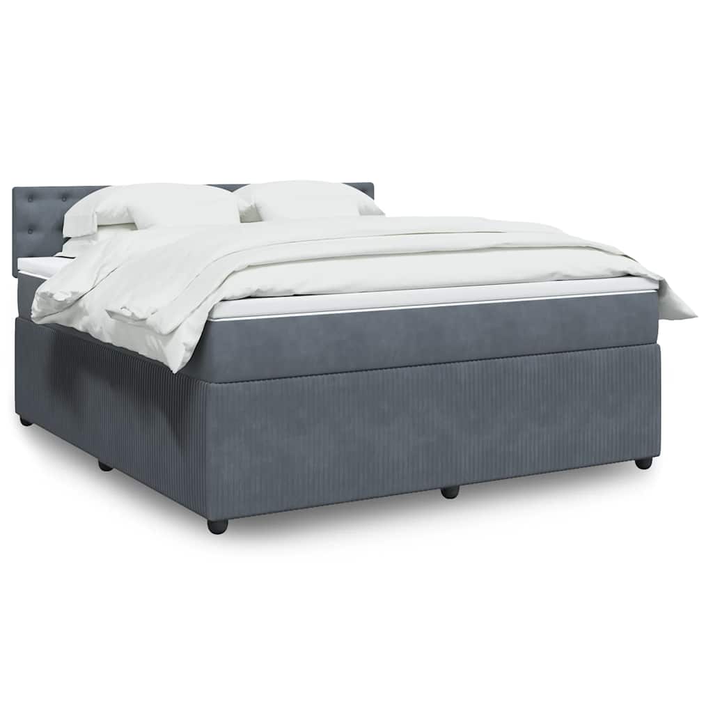 Κρεβάτι Boxspring με Στρώμα Σκούρο Γκρι 180x200 εκ. Βελούδινο