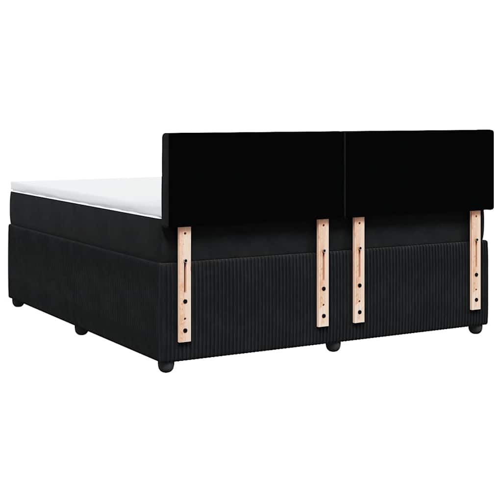 Κρεβάτι Boxspring με Στρώμα Μαύρο 180x200 εκ. Βελούδινο - Pakobazaar