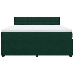 Κρεβάτι Boxspring με Στρώμα Σκούρο Πράσινο 180x200εκ. Βελούδινο