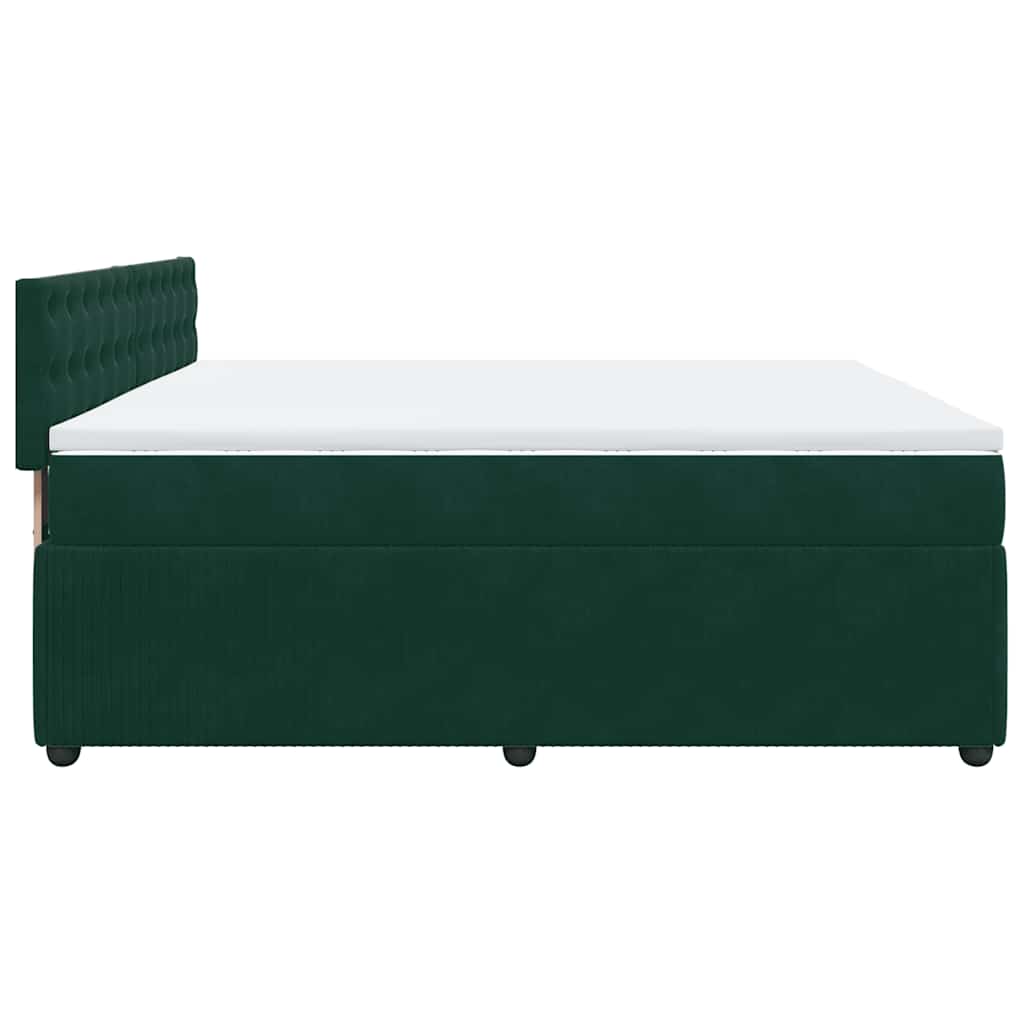 Κρεβάτι Boxspring με Στρώμα Σκούρο Πράσινο 180x200εκ. Βελούδινο