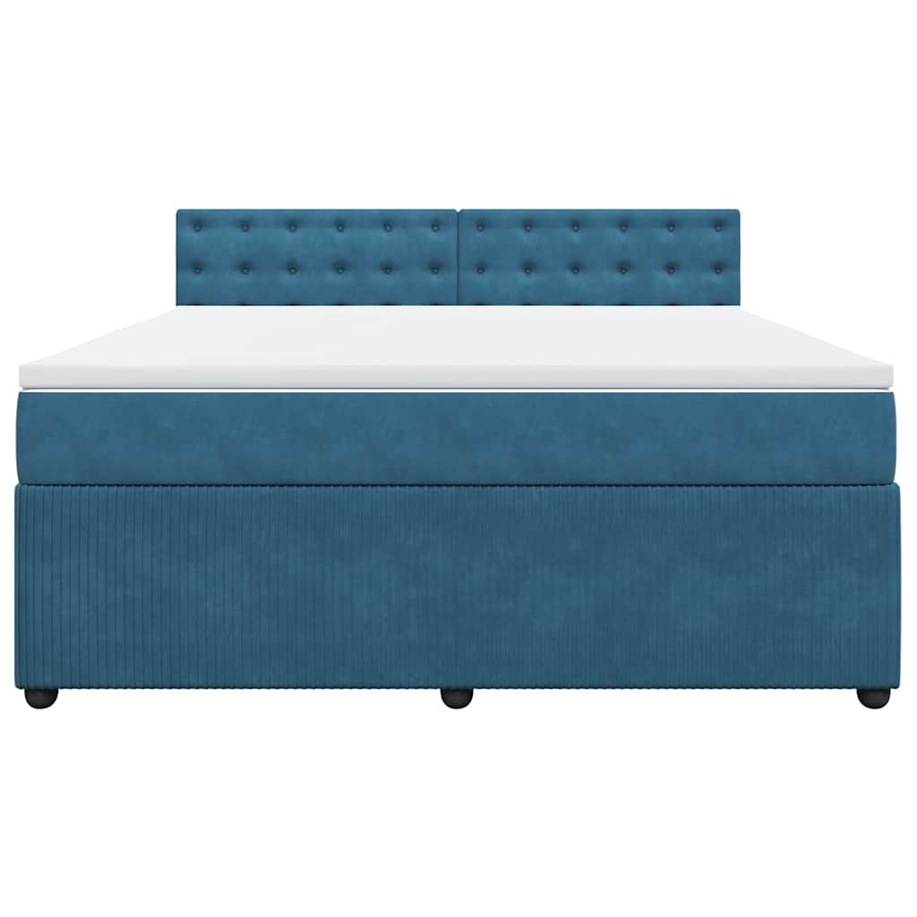 Κρεβάτι Boxspring με Στρώμα Μπλε 180x200 εκ. Βελούδινο