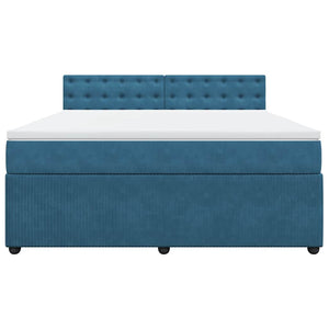 Κρεβάτι Boxspring με Στρώμα Μπλε 180x200 εκ. Βελούδινο