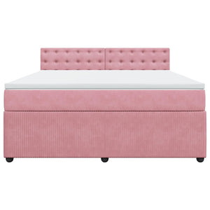 Κρεβάτι Boxspring με Στρώμα Ροζ 180x200 εκ. Βελούδινο