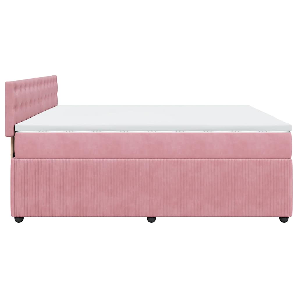 Κρεβάτι Boxspring με Στρώμα Ροζ 180x200 εκ. Βελούδινο
