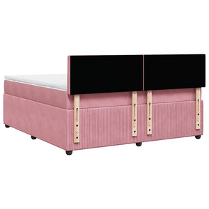 Κρεβάτι Boxspring με Στρώμα Ροζ 180x200 εκ. Βελούδινο