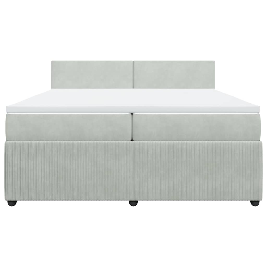 Κρεβάτι Boxspring με Στρώμα Ανοιχτό Γκρι 200x200 εκ. Βελούδινο