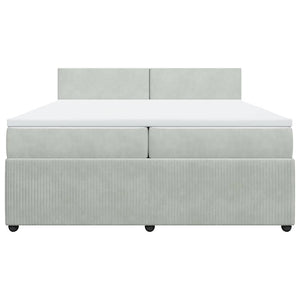 Κρεβάτι Boxspring με Στρώμα Ανοιχτό Γκρι 200x200 εκ. Βελούδινο