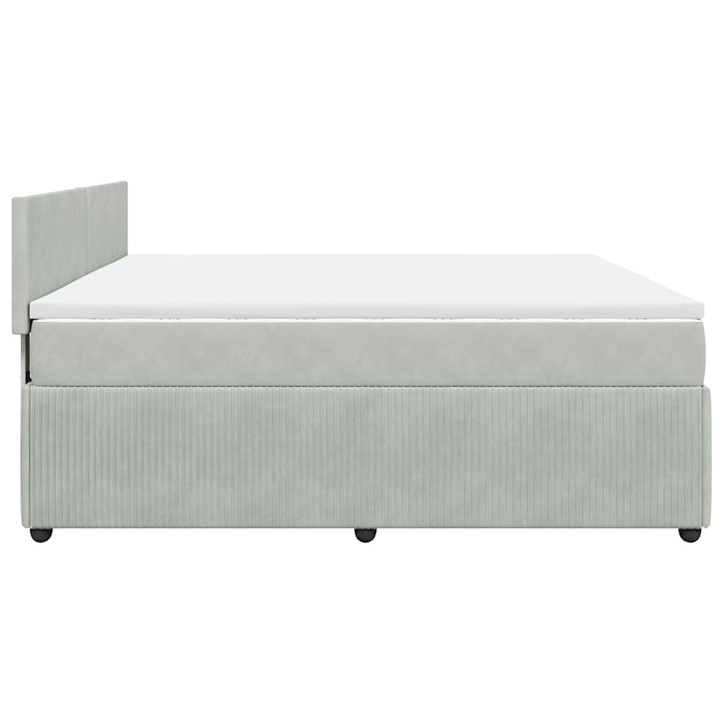 Κρεβάτι Boxspring με Στρώμα Ανοιχτό Γκρι 200x200 εκ. Βελούδινο