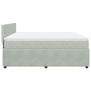 Κρεβάτι Boxspring με Στρώμα Ανοιχτό Γκρι 200x200 εκ. Βελούδινο