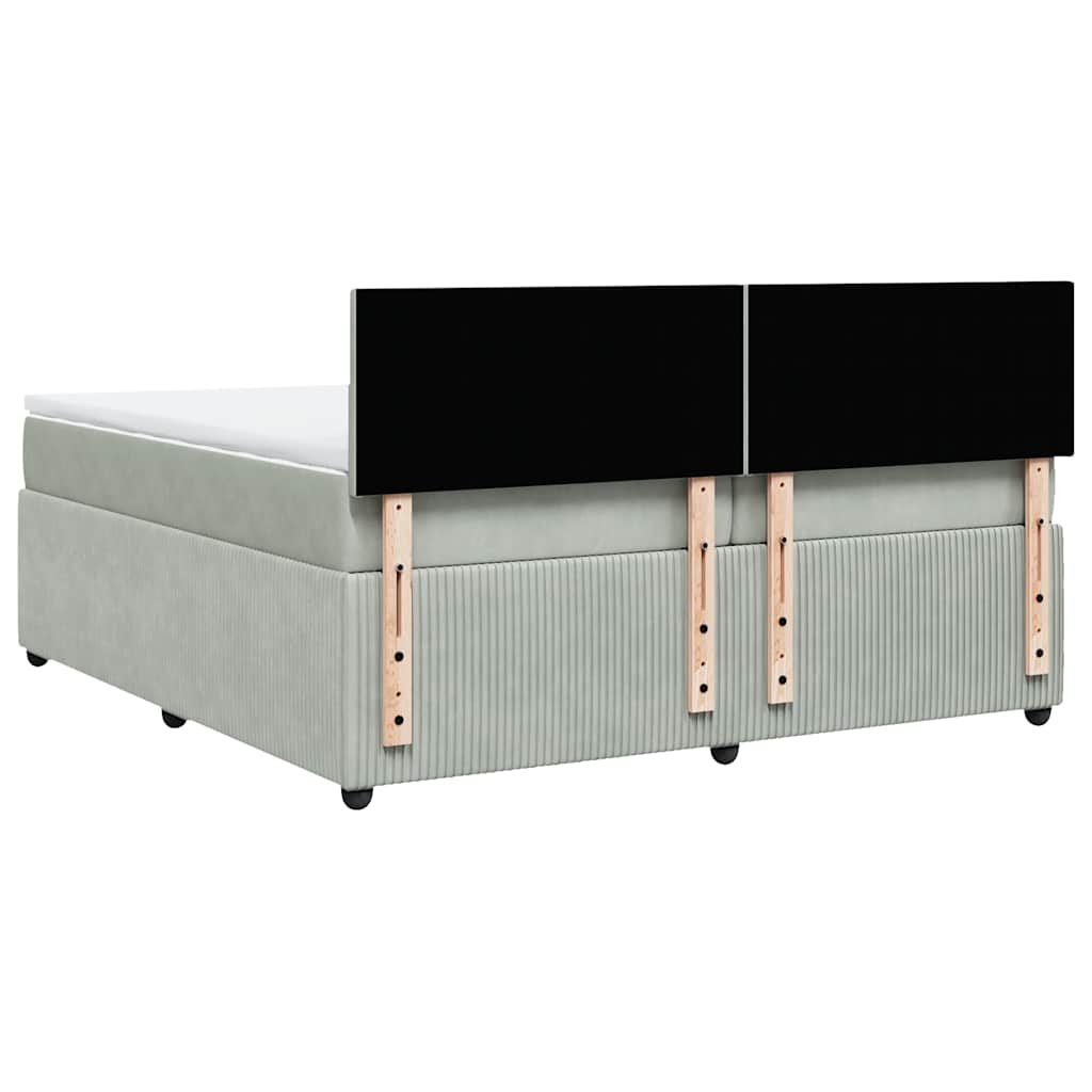 Κρεβάτι Boxspring με Στρώμα Ανοιχτό Γκρι 200x200 εκ. Βελούδινο