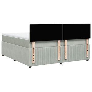 Κρεβάτι Boxspring με Στρώμα Ανοιχτό Γκρι 200x200 εκ. Βελούδινο