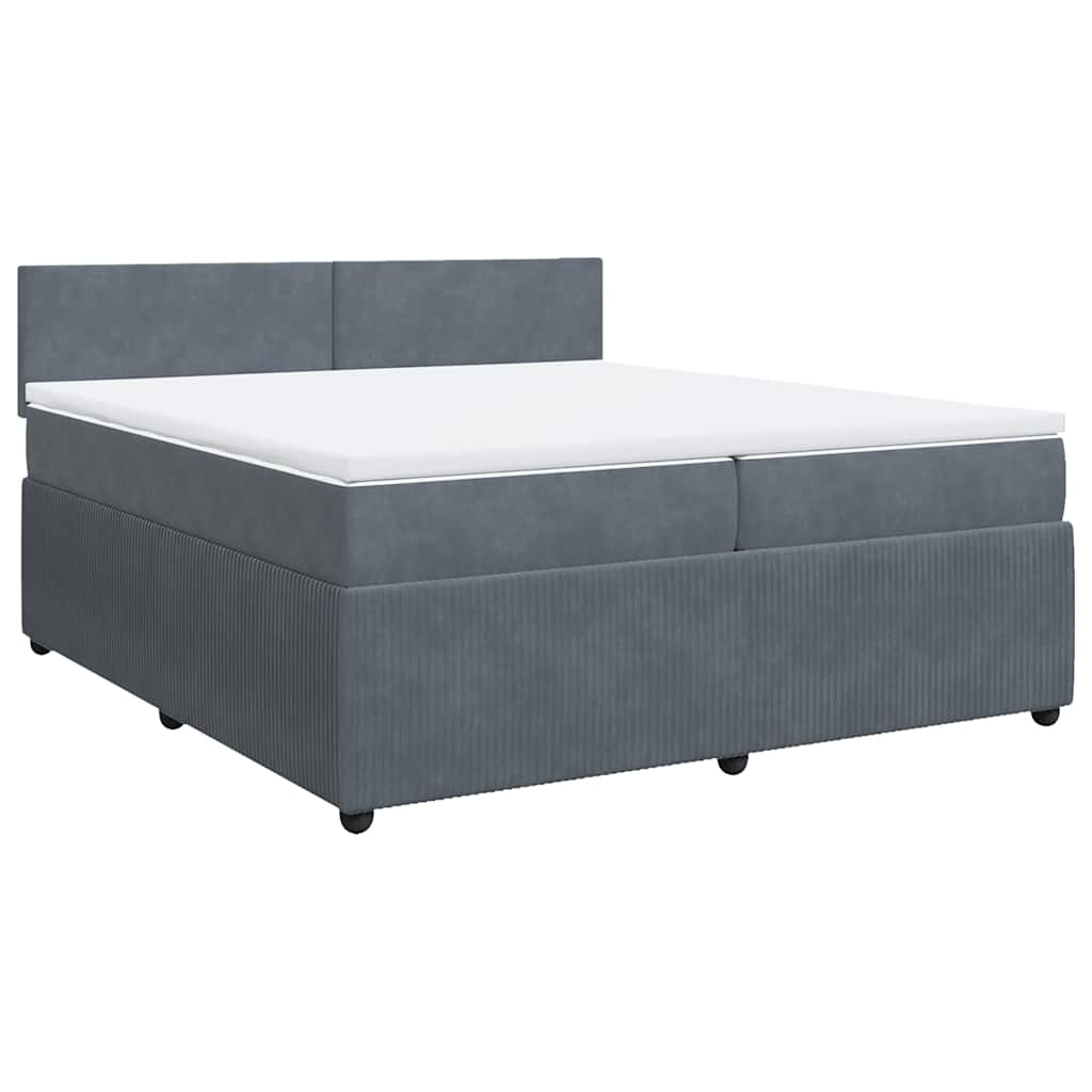Κρεβάτι Boxspring με Στρώμα Σκούρο Γκρι 200x200 εκ. Βελούδινο
