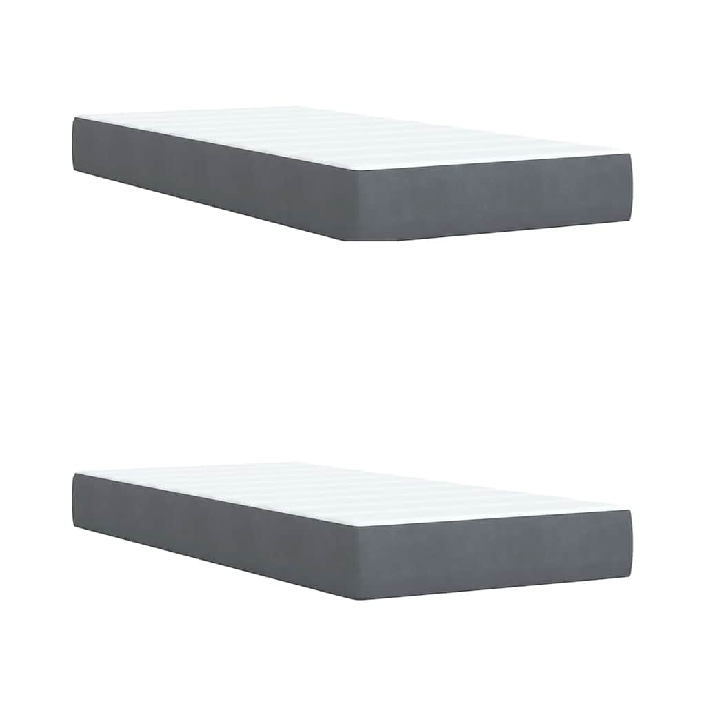 Κρεβάτι Boxspring με Στρώμα Σκούρο Γκρι 200x200 εκ. Βελούδινο