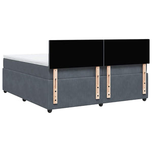 Κρεβάτι Boxspring με Στρώμα Σκούρο Γκρι 200x200 εκ. Βελούδινο