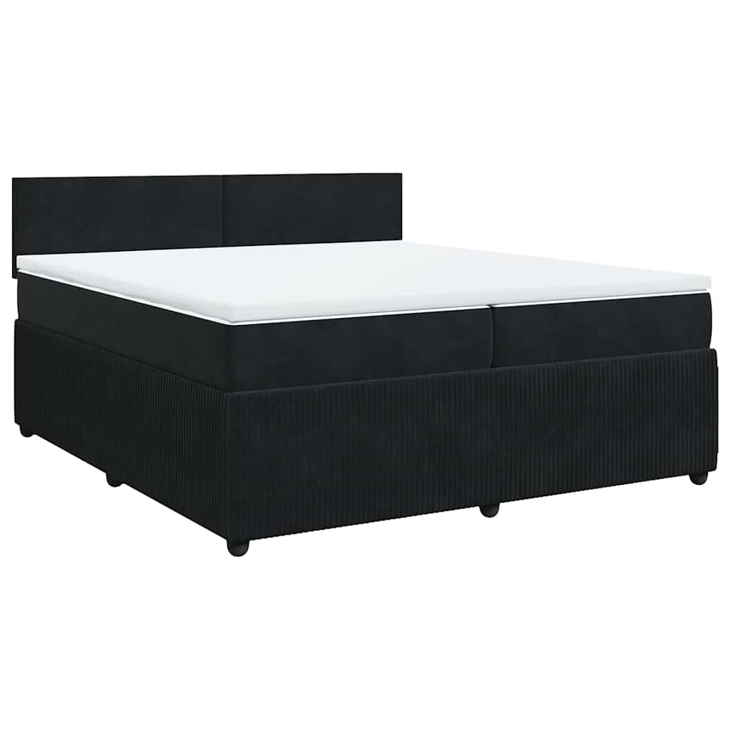 Κρεβάτι Boxspring με Στρώμα Μαύρο 200x200 εκ. Βελούδινο